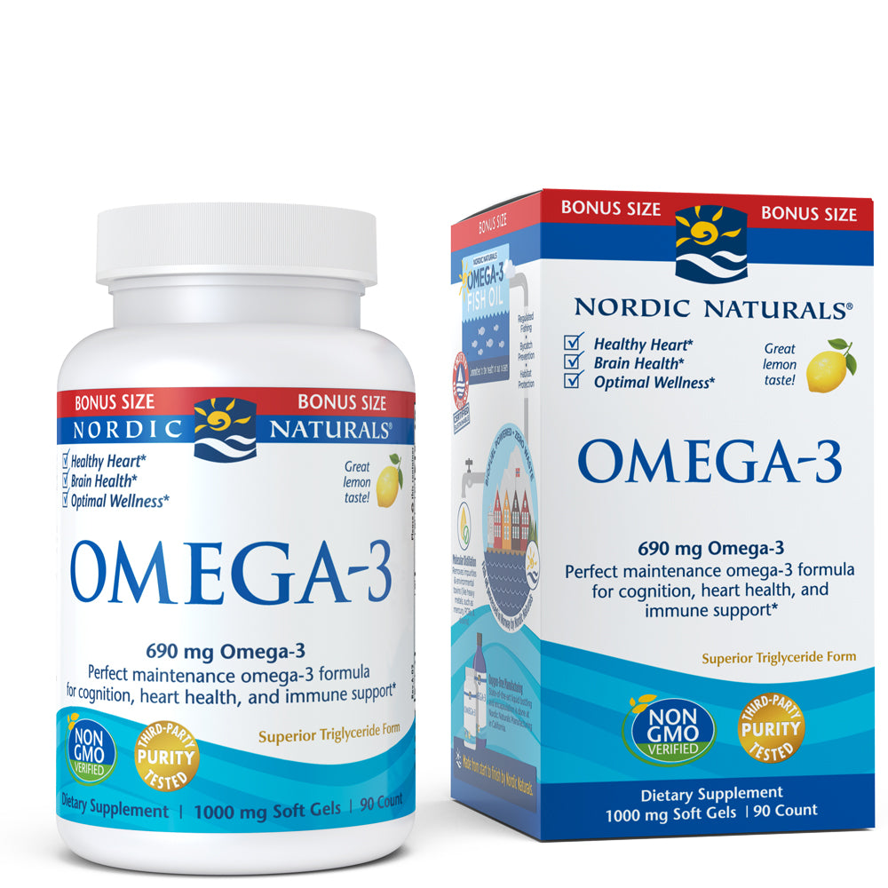 Nordic Naturals Omega-3 Softgels  Lemon  690 Mg  Fish Oil  90 Ct