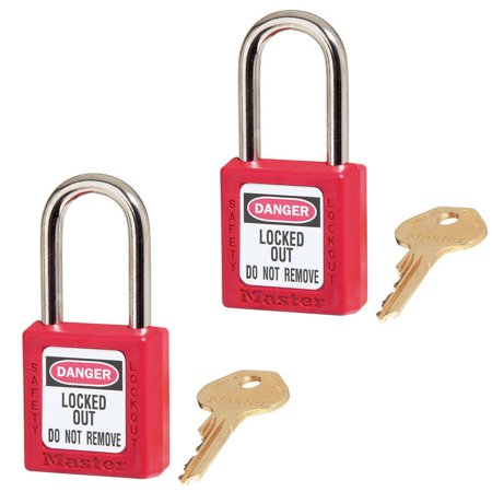 Master Lock 410RED Zenex Thermoplastic Safety Lockout Padlock - 2 Pack