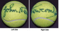 JNewcombeBall-1 John Newcombe Signed Autographed Wilson Tennis Ball - 8 X 8 X 8 in.