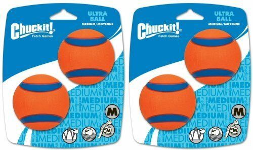 Chuckit Ball Ultra Ball Medium 4-Pack 2 X 2-Pack, Dog Fetch Toy