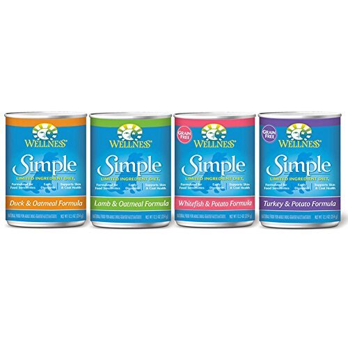 Wellness Simple Natural Limited Ingredients Wet Canned Dog Food 4 Flavors, 12
