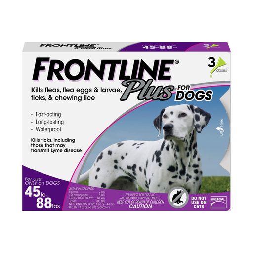 Frontline Plus Dogs Large Dog (45 to 88 Pounds) Flea Tick Treatment, 3 Doses