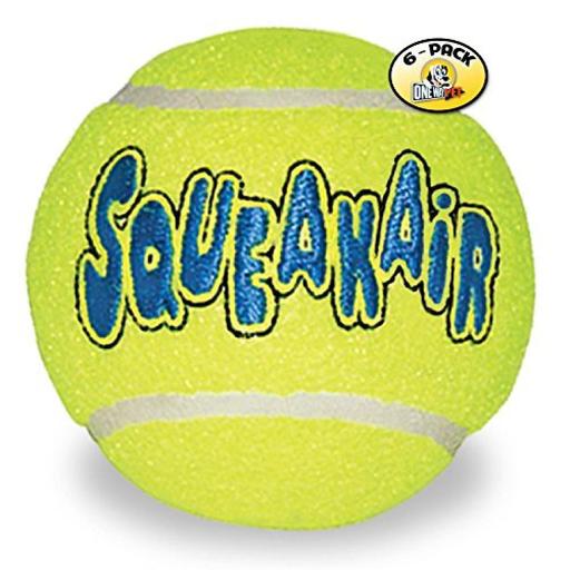 KONG Air Dog Squeakair Tennis Ball Dog Toy, Large, Yellow (Pack of 6), New, Free