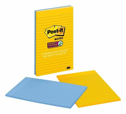 Post-it New York Colors Super Sticky Notes - 5' X 8' - 45 Sheets per Pad - Blue