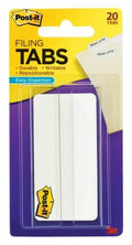 Post-it Durable Tabs, 3" X 1 1/2", White, Pad of 20 Flags