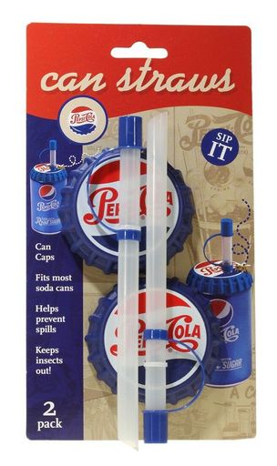 Jokari 18006P1 Pepsi Heritage Logo Sip & Seal Soda Can Straws Pack of 2