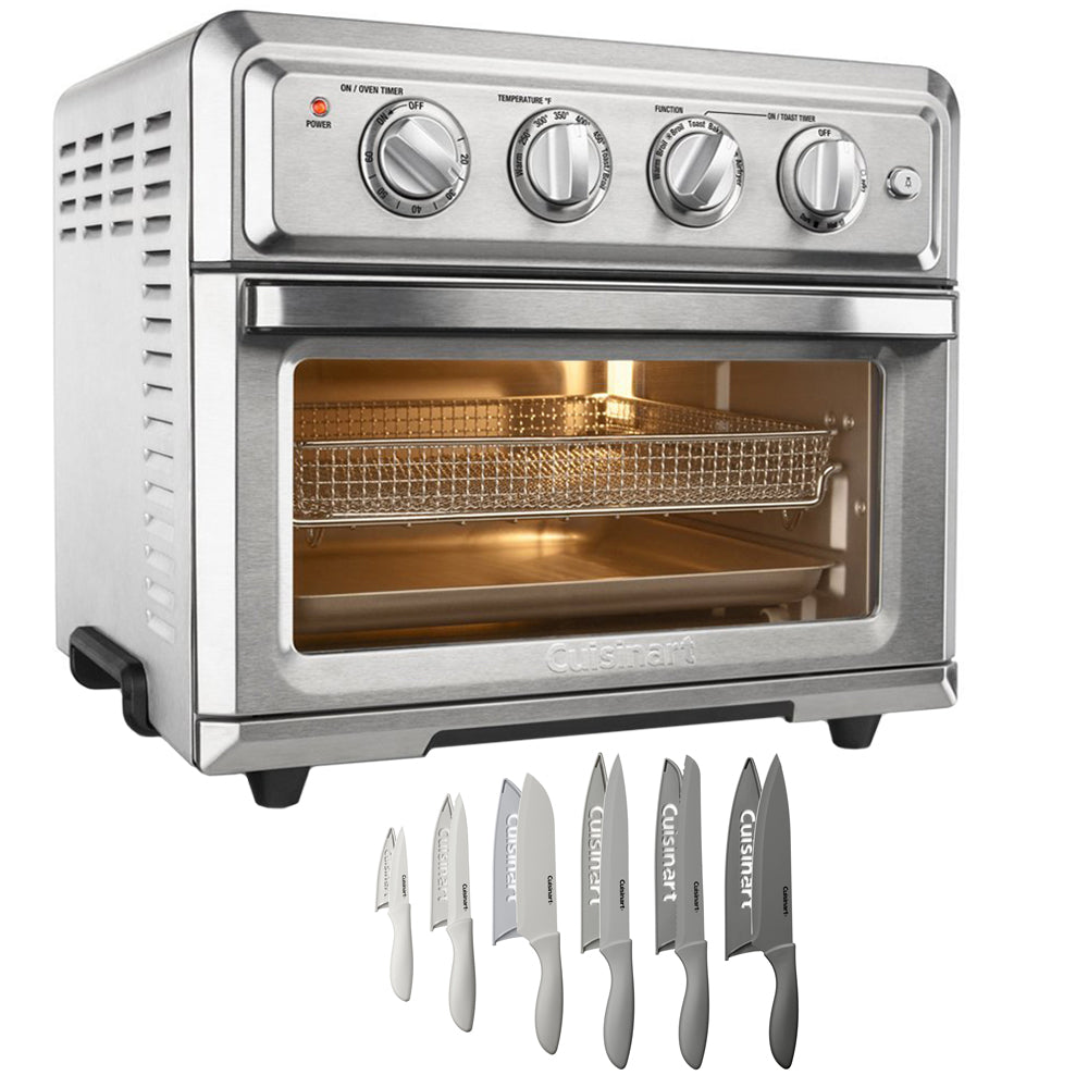 Cuisinart TOA-60 Convection Toaster Oven Air Fryer with Light, Silver Bundle with Exclusive Advantage 12-Piece Gray Knife Set with Blade Guards