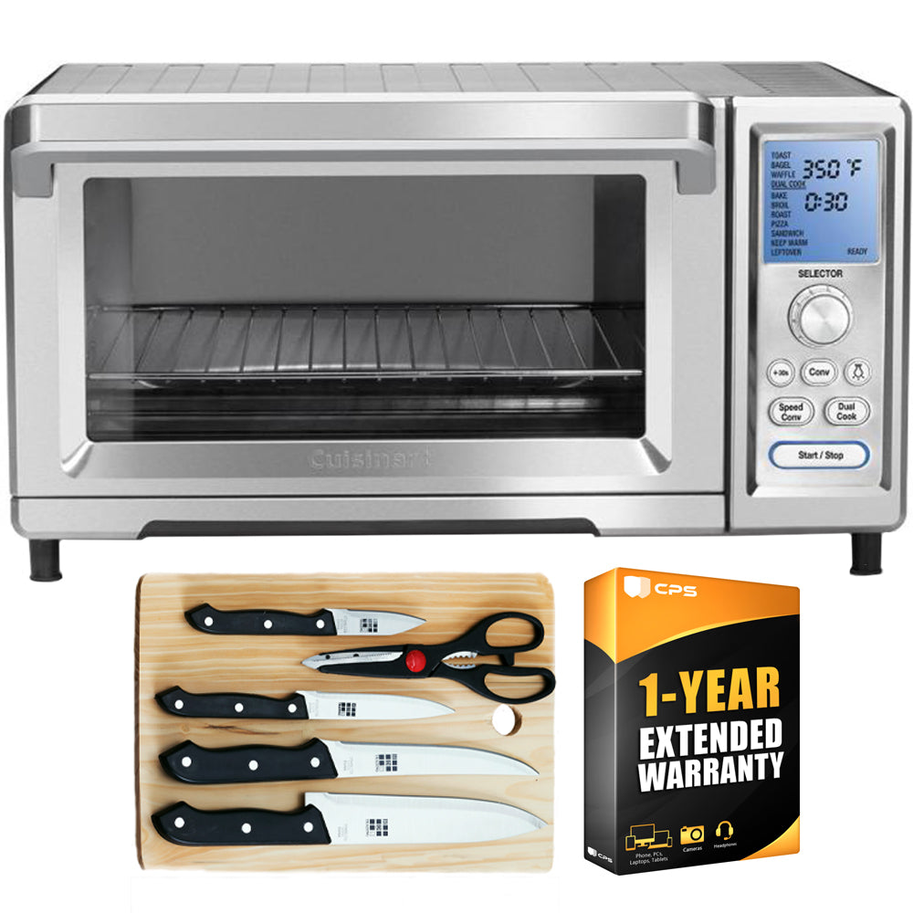 Cuisinart TOB-260N1 1875-watts Chef's Toaster Convection Oven Silver Bundle with Home Basics 5-Piece Knife Set with Cutting Board and 1 Year Extended