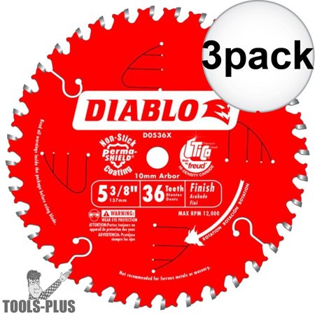Diablo D0536x 5-3/8 X 36 Tooth Cordless Trim Saw Blade 3-Pack - All