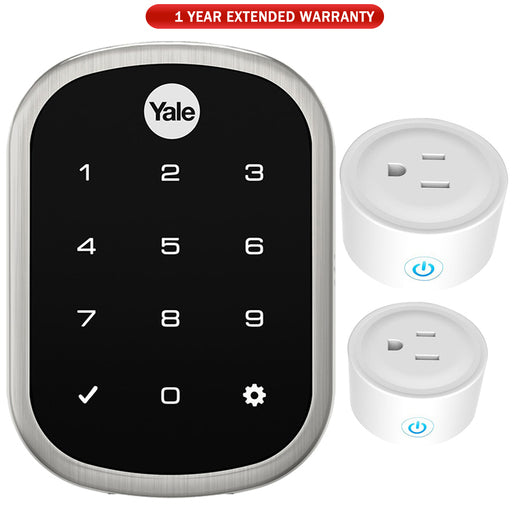 Yale Locks Assure Lock SL with Z-Wave in Satin Nickel (YRD256-ZW2-619) with Deco Gear 2 Pack Wifi Smart Plug, Compatible with Amazon Alexa & Google Ho