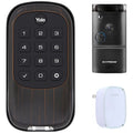 Yale Locks B1L Lock Push Button with Z-Wave, Bronze (YRD110ZW0BP) Smart Front Door Bundle with Xtreme WiFi Smart HD Video Doorbell Camera and Door Chi