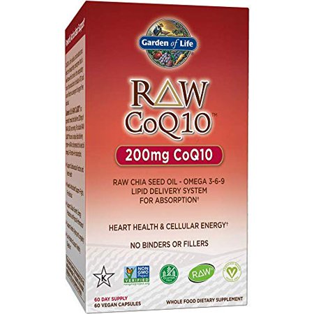 Garden of Life Vegetarian Omega 3 6 9 Supplement - Raw CoQ10 Chia Seed Oil Whole Food Nutrition with Antioxidant Support  60 Capsules
