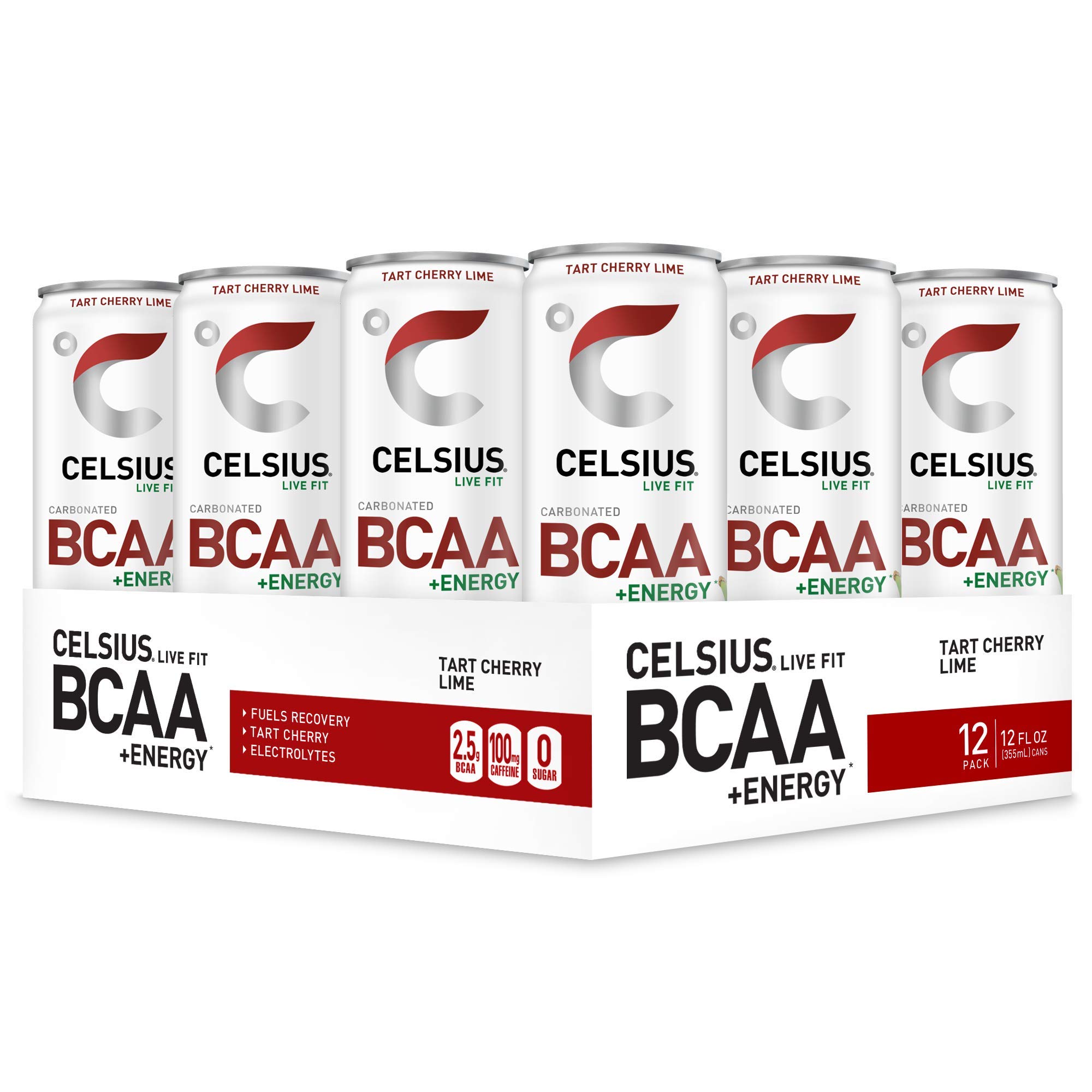 Celsius Carbonated BCAA Energy Drink - Tart Cherry Lime (12 Drinks)