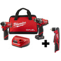 Milwaukee M12 FUEL 12V Li-Ion Brushless Cordless Hammer Drill and Impact Driver Combo Kit(2-Tool) with M12 Right Angle Drill