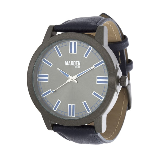 Madden Mens Grey Vegan Leather Watch