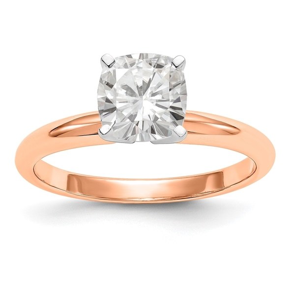 Versil 14 Karat Rose Gold 1/2ct. 4.5mm Cushion True Light Moissanite Solitaire Ring