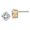 Versil 14 Karat Yellow Gold 2.75ct. 6.50mm Cushion Cut Colorless Pure Light Moissanite Earrings