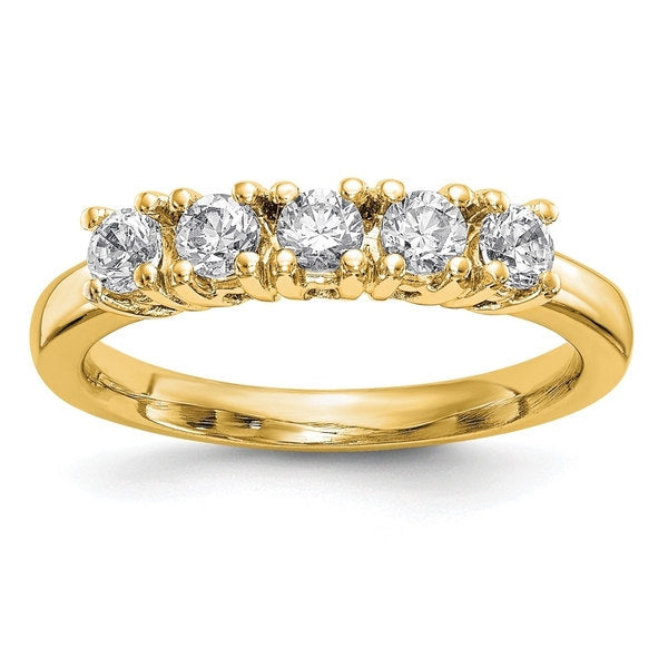 Versil 14 Karat Yellow Gold 1ct True Light Moissanite 5 Stone Band
