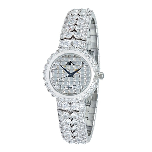 Adee Kaye Womens Rhodium Plated Crystal Watch-Silver Tone/Clear