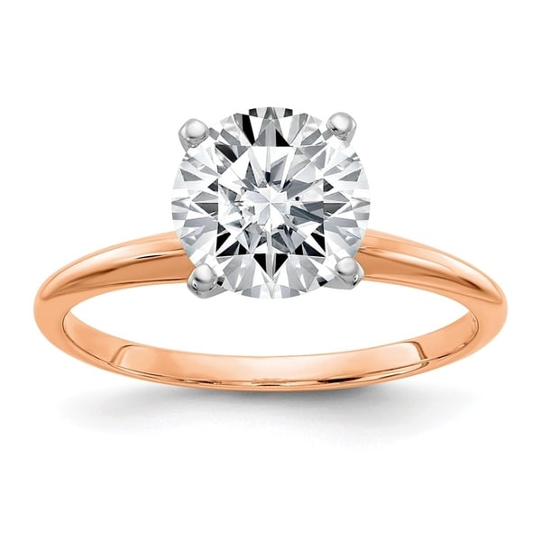 14K Rose Gold 0.97 Cttw 6.5mm True Light Moissanite Solitaire Ring by Versil