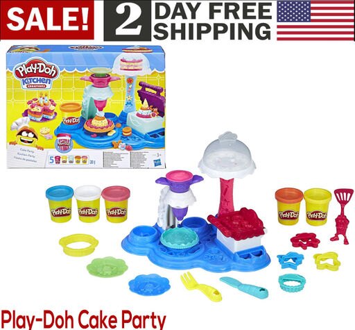 Play Doh Kitchen Creations Cake Party Playset Kids Children Fun Cooking Roleplay