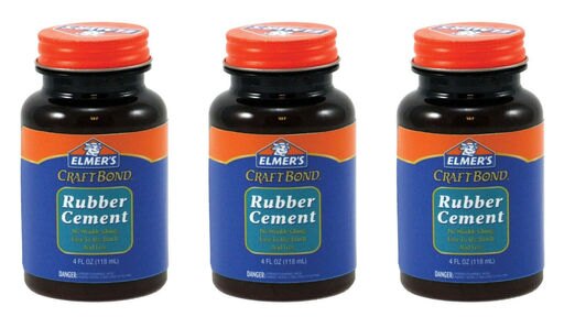 Elmers E425 Craft Bond Acid-Free Clear Rubber Cement 4 Ounce W Brush Glue 3 Pack