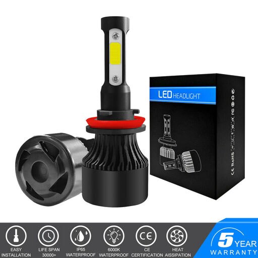 2pcs H11 CREE 4Sides LED Headlight 400W High Low Beam Bulb Kit High Power LD2011