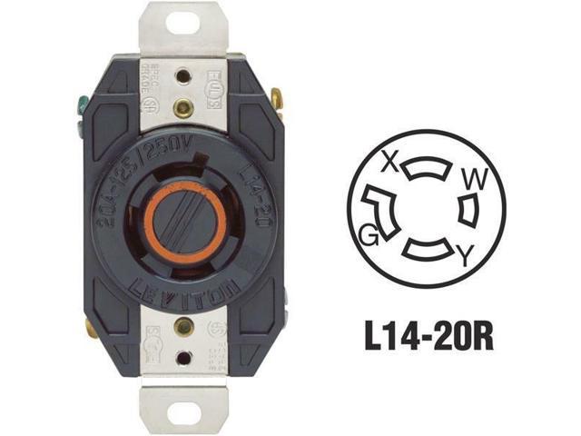 30-Leviton 20A 125V/250V Black L14-20R Locking Outlet Receptacle 065-02410-000
