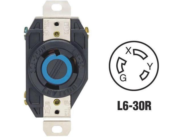 30 Pk Leviton 30A 250V Black L6-30R Locking Outlet Receptacle 065-02620-000