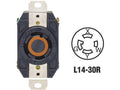 30 Pk Leviton 30A 125V/250V Black L14-30R Locking Outlet Receptacle 065-2710