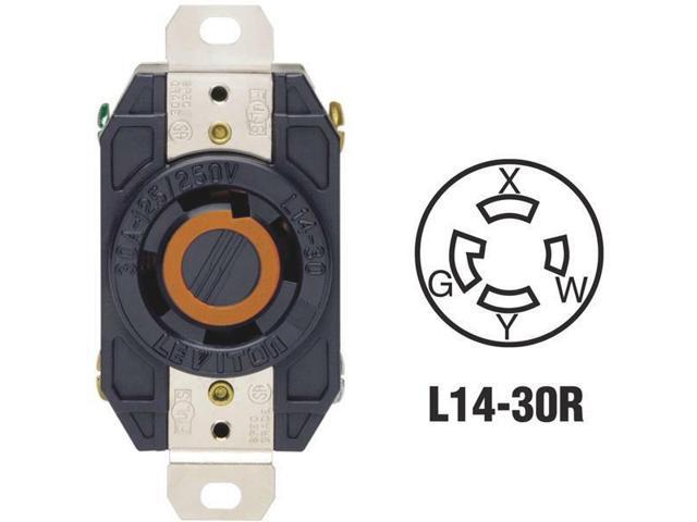 30 Pk Leviton 30A 125V/250V Black L14-30R Locking Outlet Receptacle 065-2710