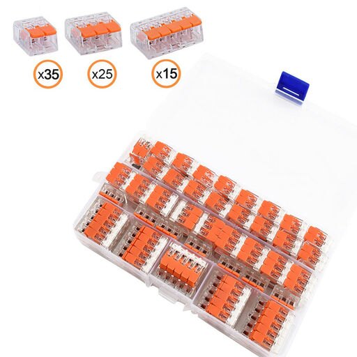 75pcs 221 Electrical Wago Connector Wire Block Clamp Terminal Reusable 2,3,5